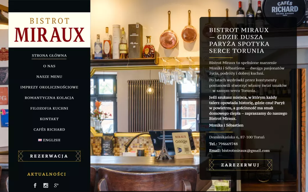 Restauracja Francuska Toruń Bistrot Miraux - podgląd